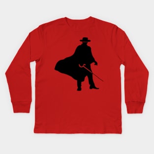 Zorro's Silhouette (Black) Kids Long Sleeve T-Shirt